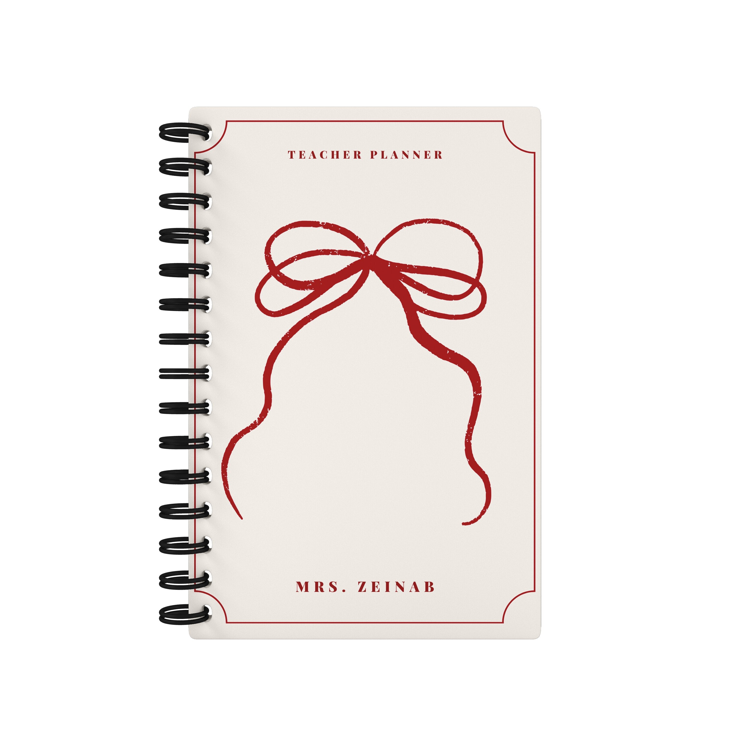 Vintage Bow Beige Red - Teacher Planner