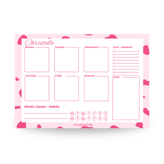 Dalmatian Print Pink Weekly DeskPad