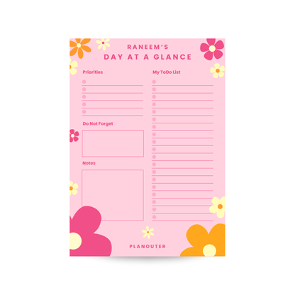 Daily Notepad - Pink Orange Flowers