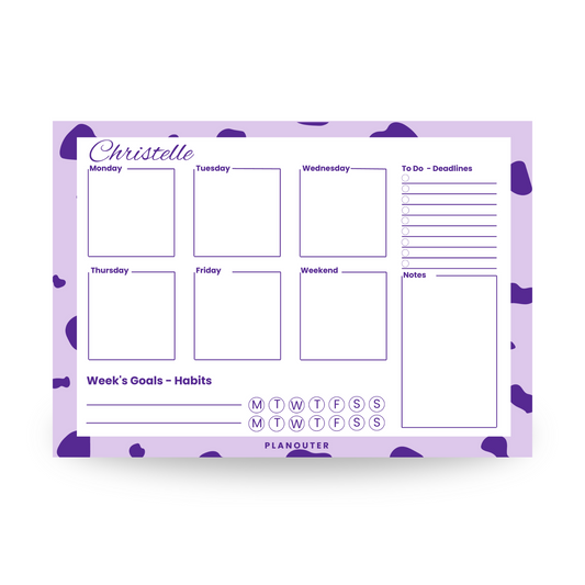 Dalmatian Print Purple Weekly DeskPad