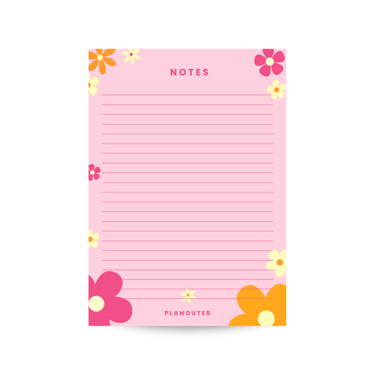 Notes Notepad - Pink Orange Flowers