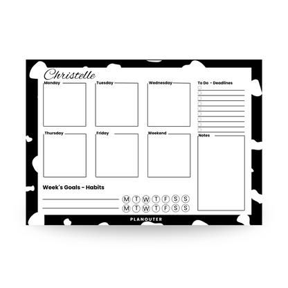 Dalmatian Print Black Weekly DeskPad