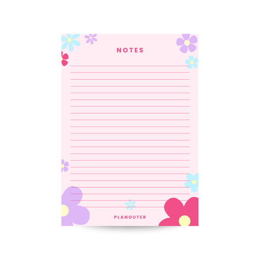 Notes Notepad - Pink Blue Flowers