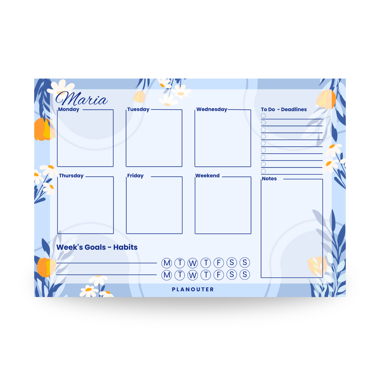 Dreams Blue Weekly DeskPad