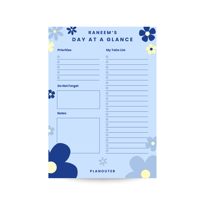 Daily Notepad - Blue Flowers