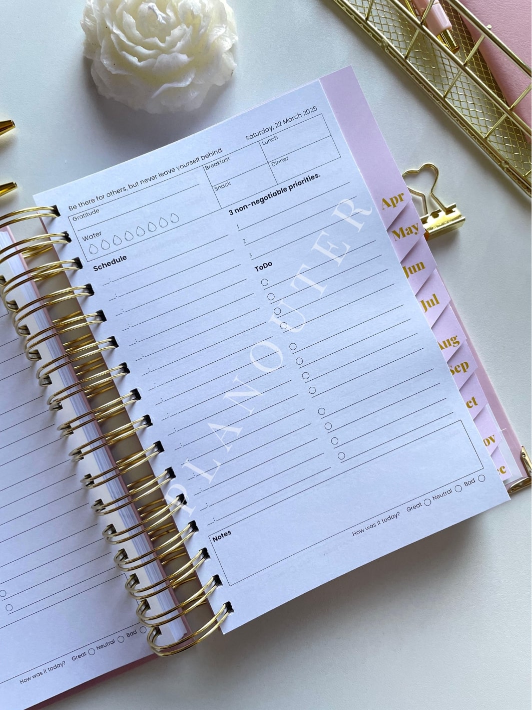 Gold Aqua Hue Marble 2025 Daily Planner