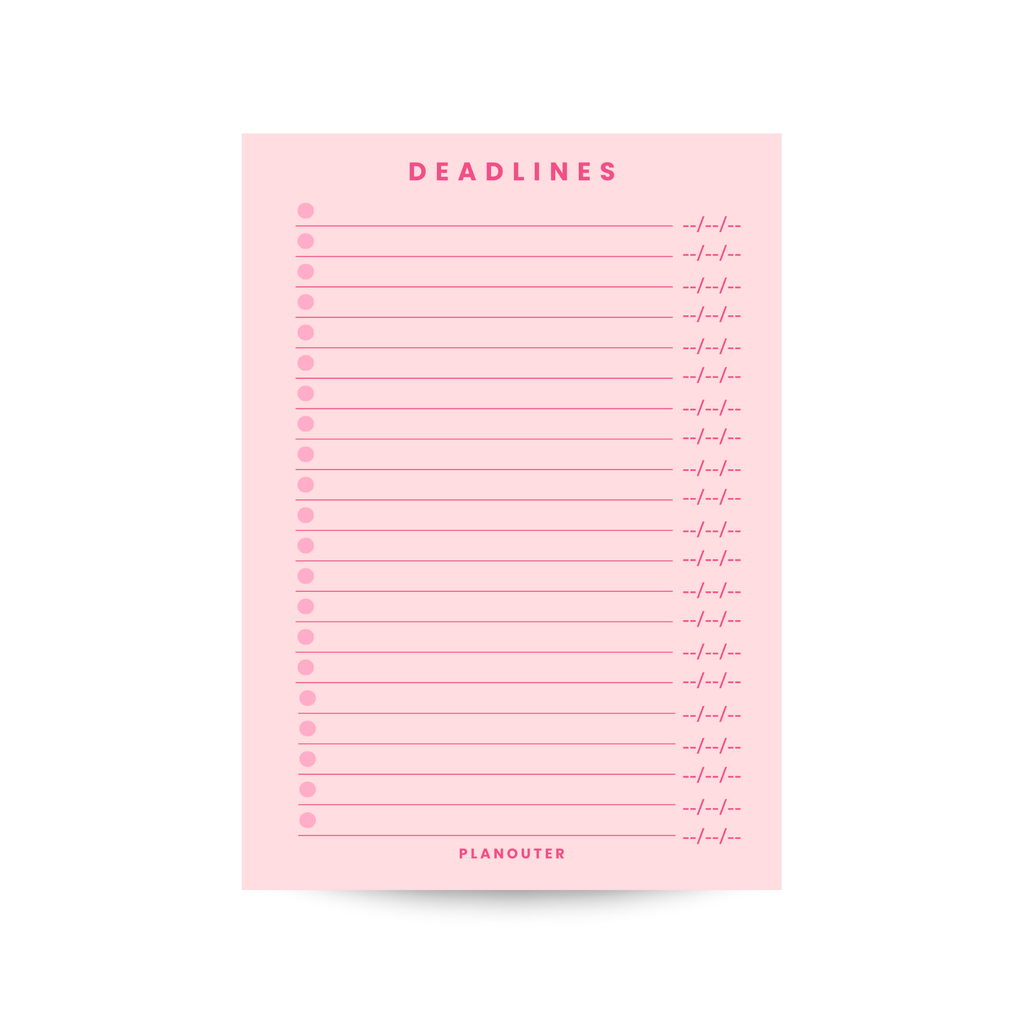 Deadlines Notepad - Pink