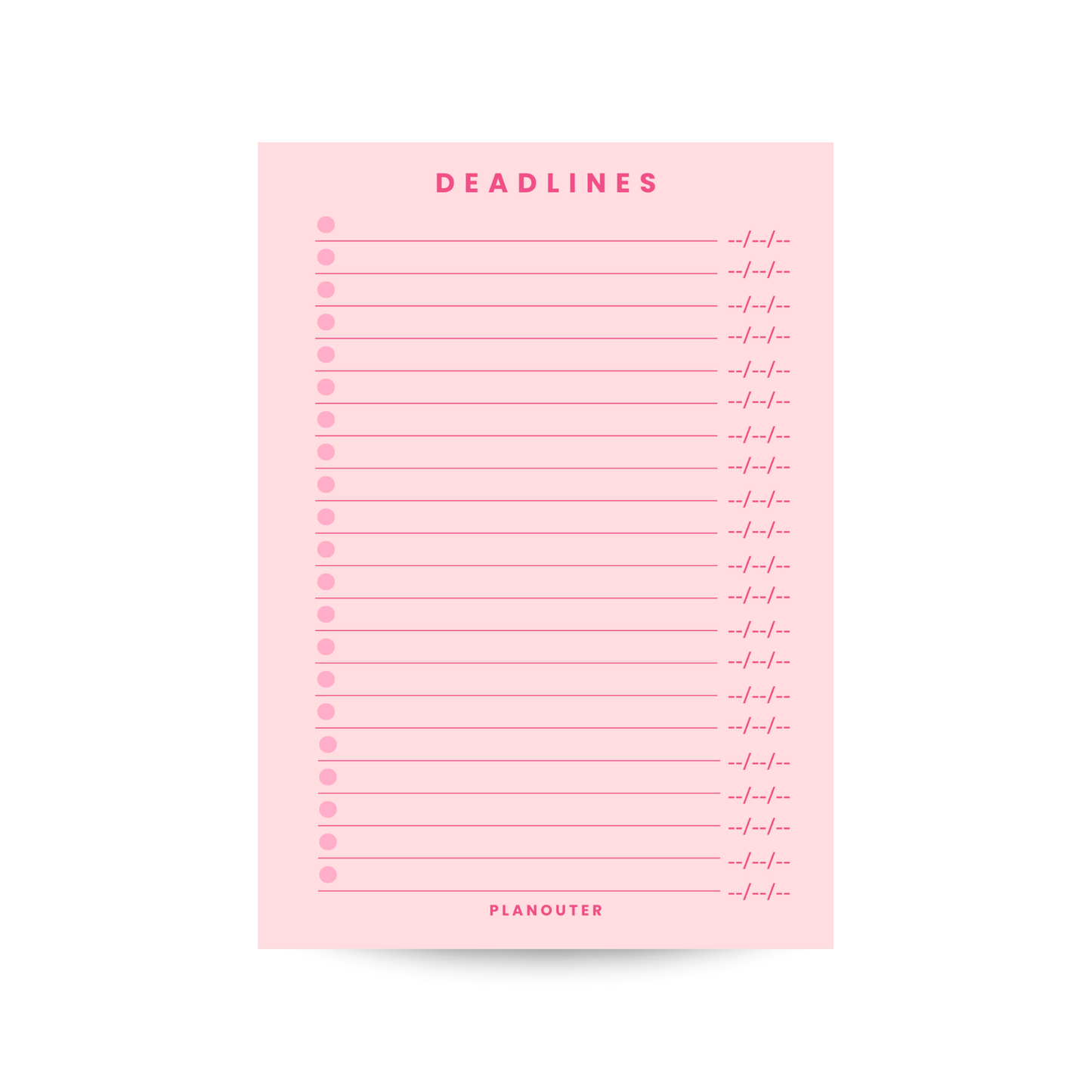 Deadlines Notepad - Pink