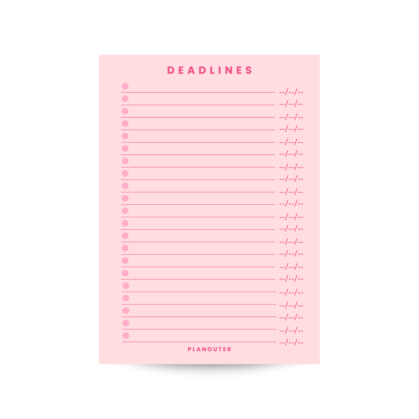 Deadlines Notepad - Pink