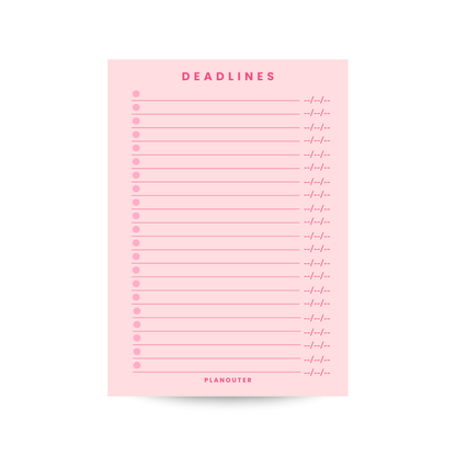 Deadlines Notepad - Pink