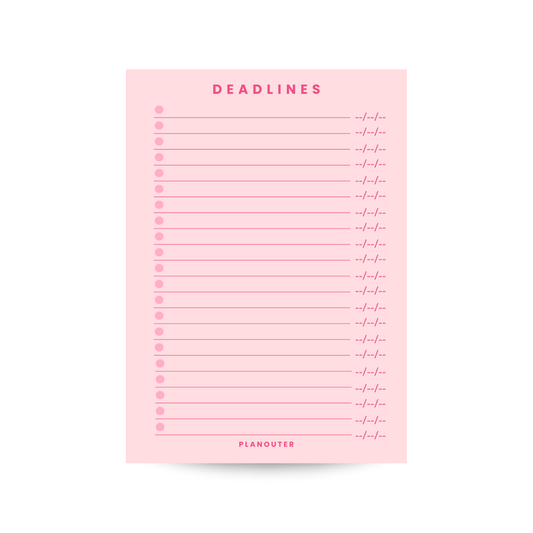 Deadlines Notepad - Pink