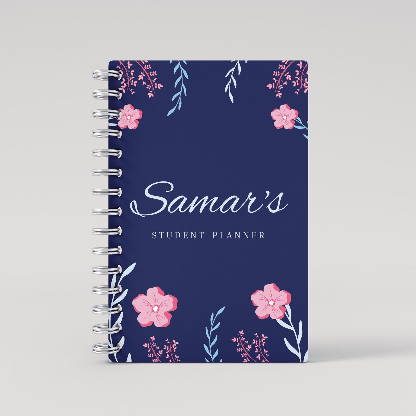 Aesthetic Florals Navy Student Planner