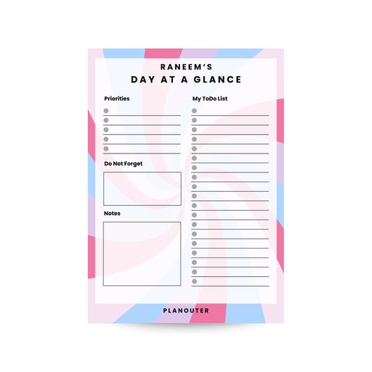 Daily Notepad - Pink Blue Spiral