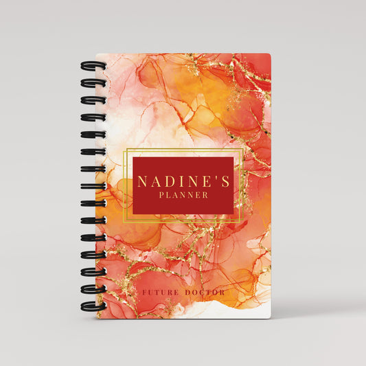 Orange Gold Hue Marble Student Planner