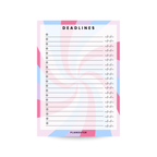 Deadlines Notepad - Pink Blue Spiral