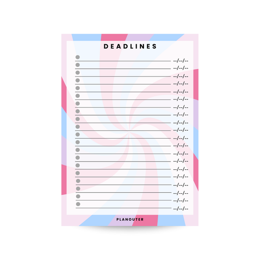 Deadlines Notepad - Pink Blue Spiral