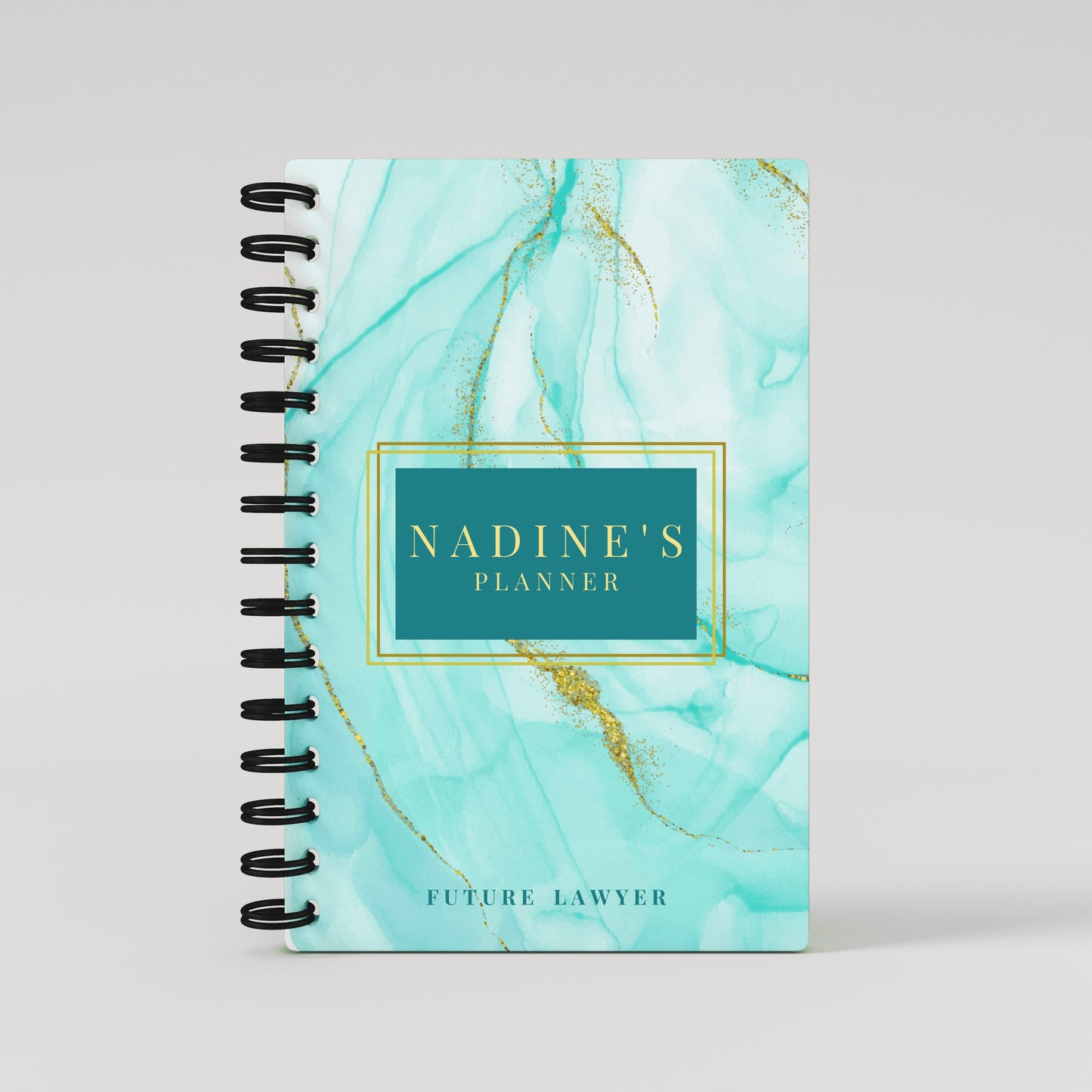 Aqua Gold Hue Marble Student Planner