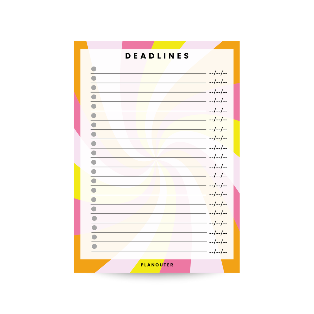 Deadlines Notepad - Pink Orange Spiral