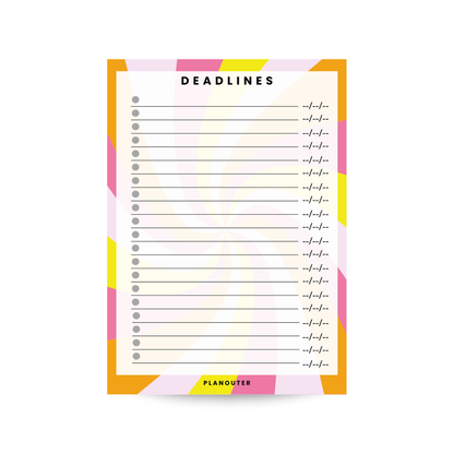 Deadlines Notepad - Pink Orange Spiral