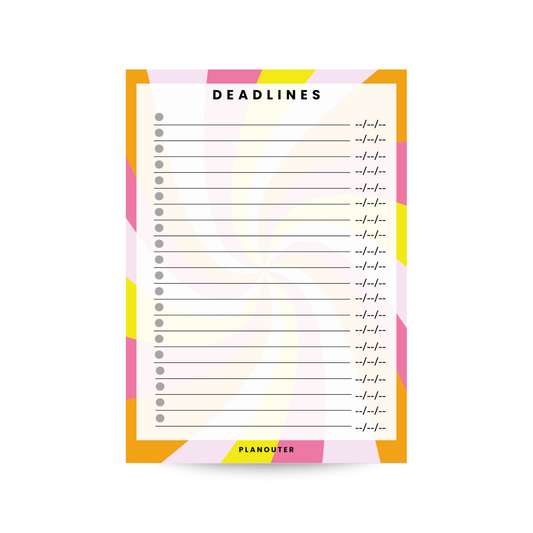 Deadlines Notepad - Pink Orange Spiral