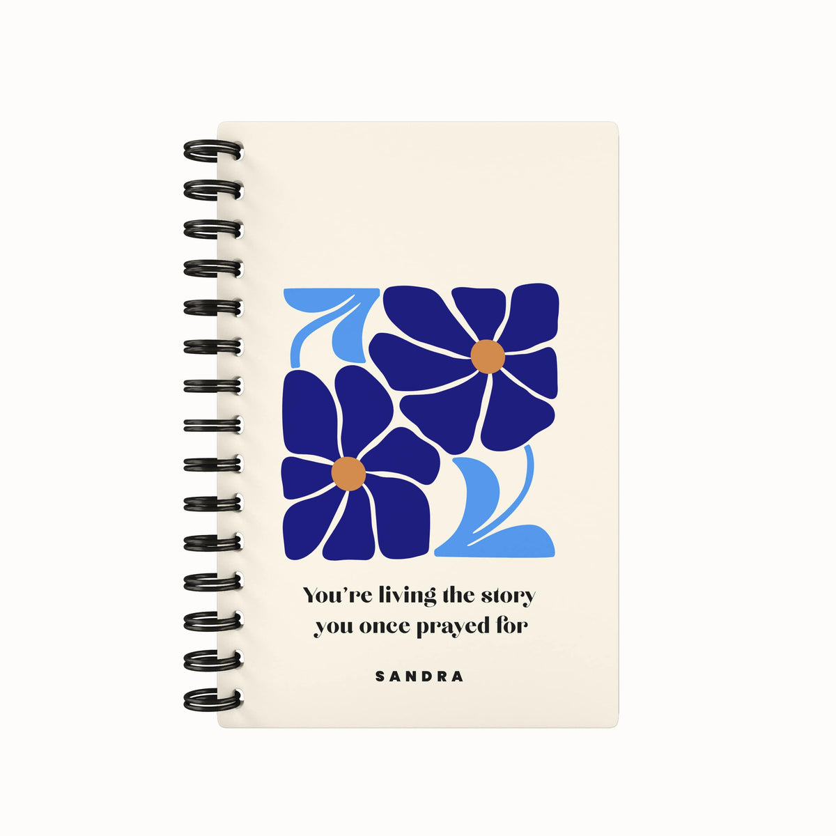Organic Flowers Lined Notebook - Blue