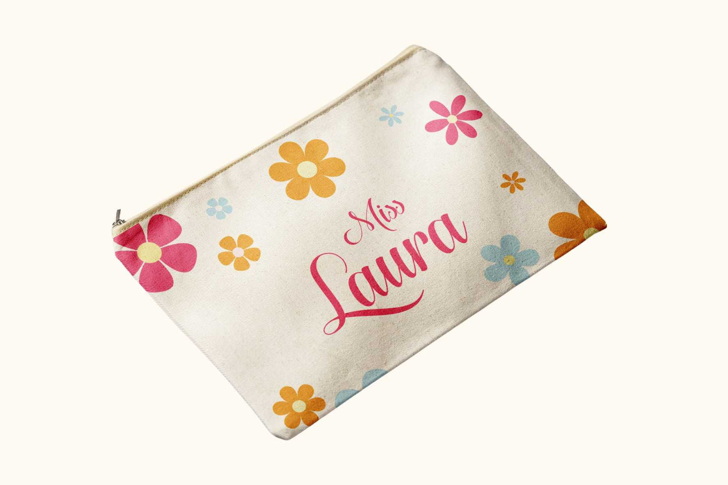Pastel Flower Orange Pink  Tote Pouch