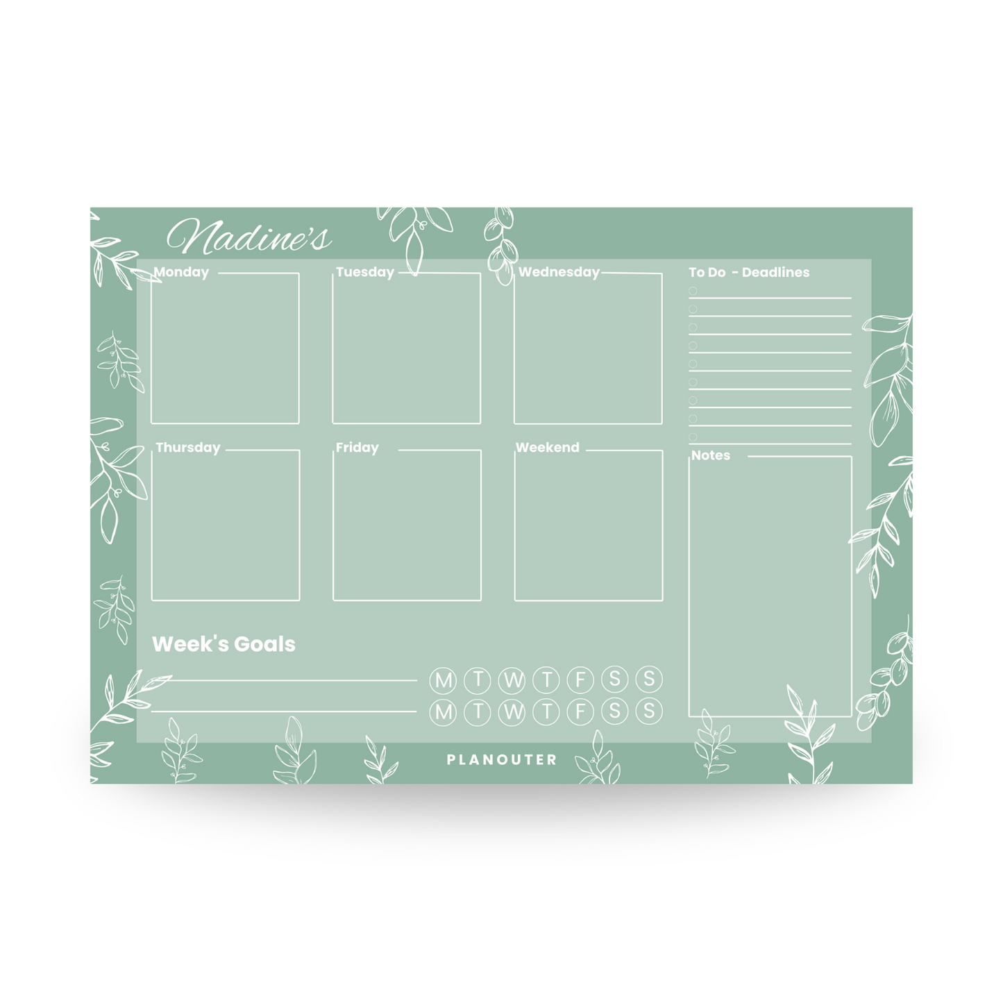 Leaves & Colors Green Weekly DeskPad