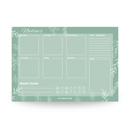 Leaves & Colors Green Weekly DeskPad