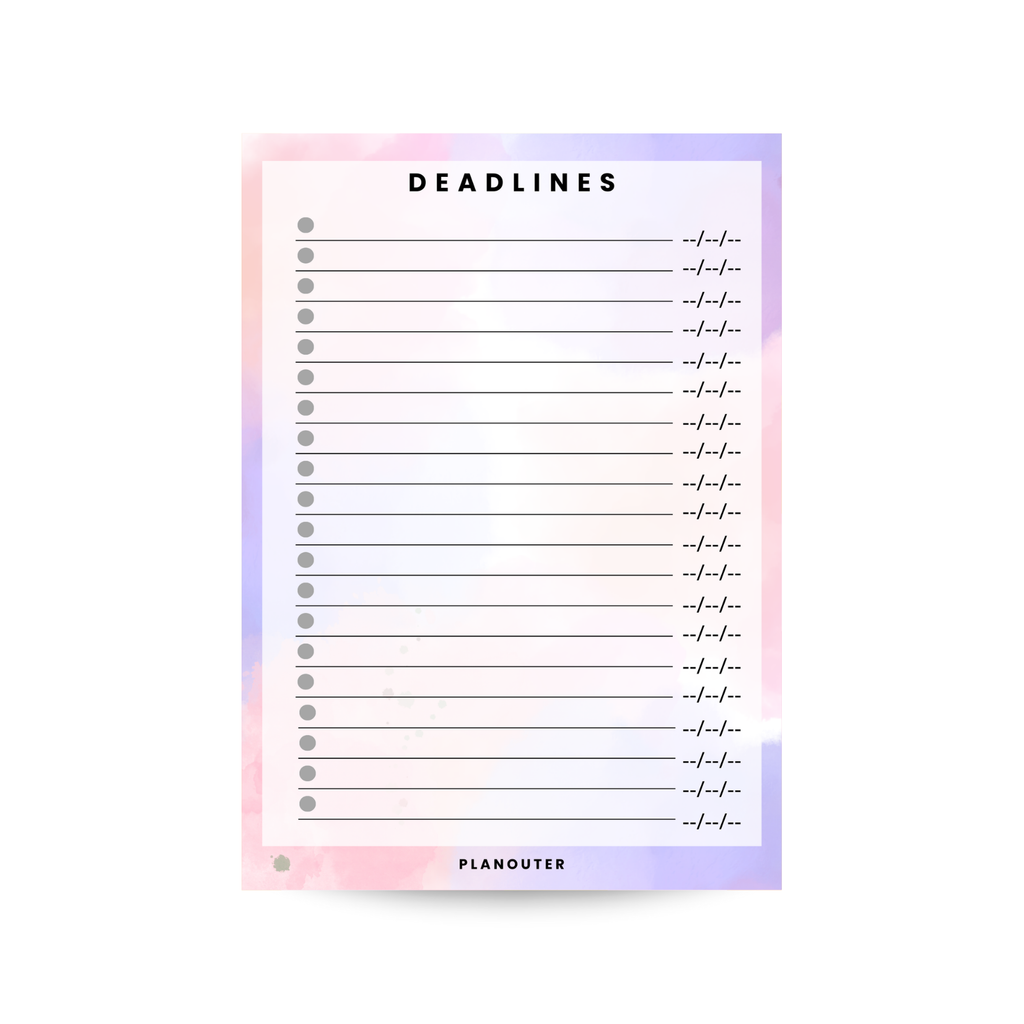 Deadlines Notepad - Pastel Clouds