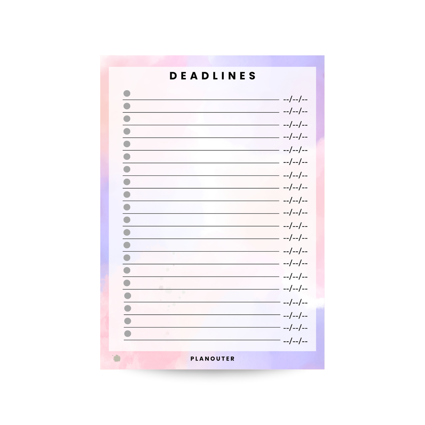 Deadlines Notepad - Pastel Clouds