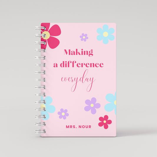 Any Quote Pink Flower - Teacher Planner