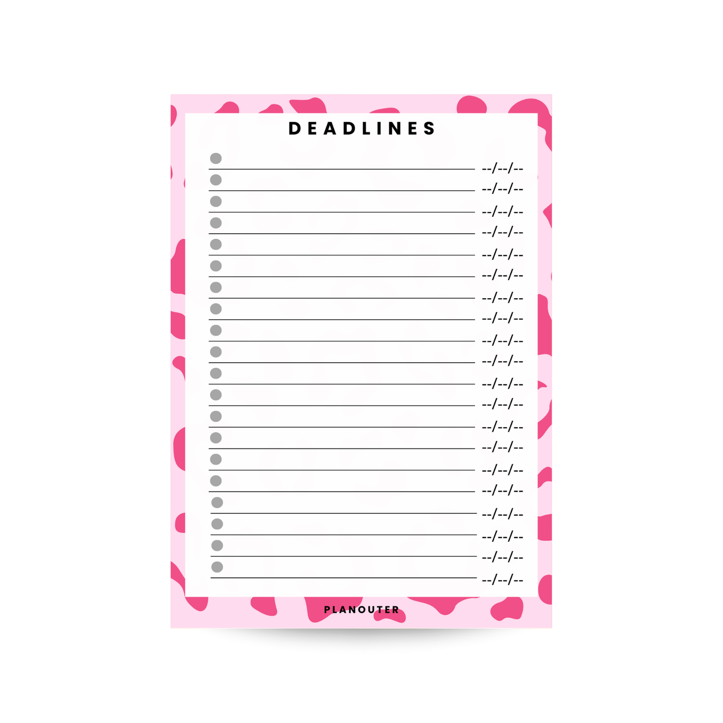 Deadlines Notepad - Leopard Pink