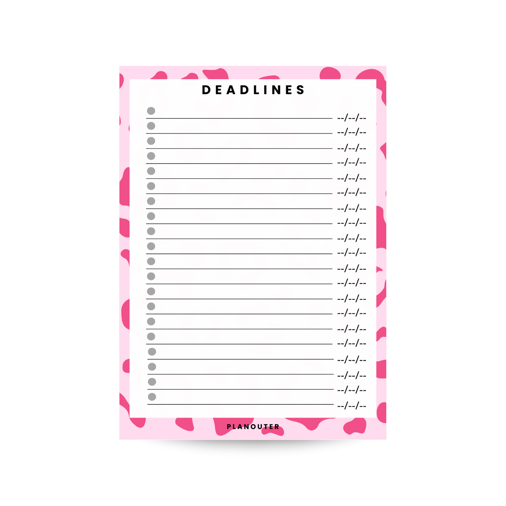 Deadlines Notepad - Leopard Pink
