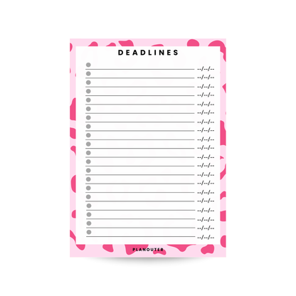 Deadlines Notepad - Leopard Pink