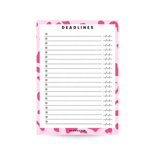 Deadlines Notepad - Leopard Pink