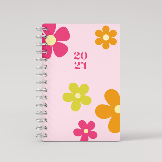 Cute Floral Orange Pink 2024 Daily Planner