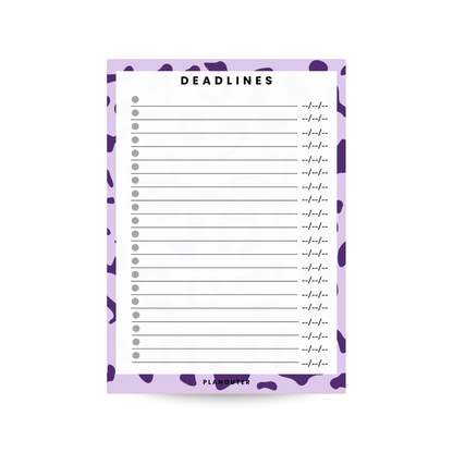 Deadlines Notepad - Leopard Purple