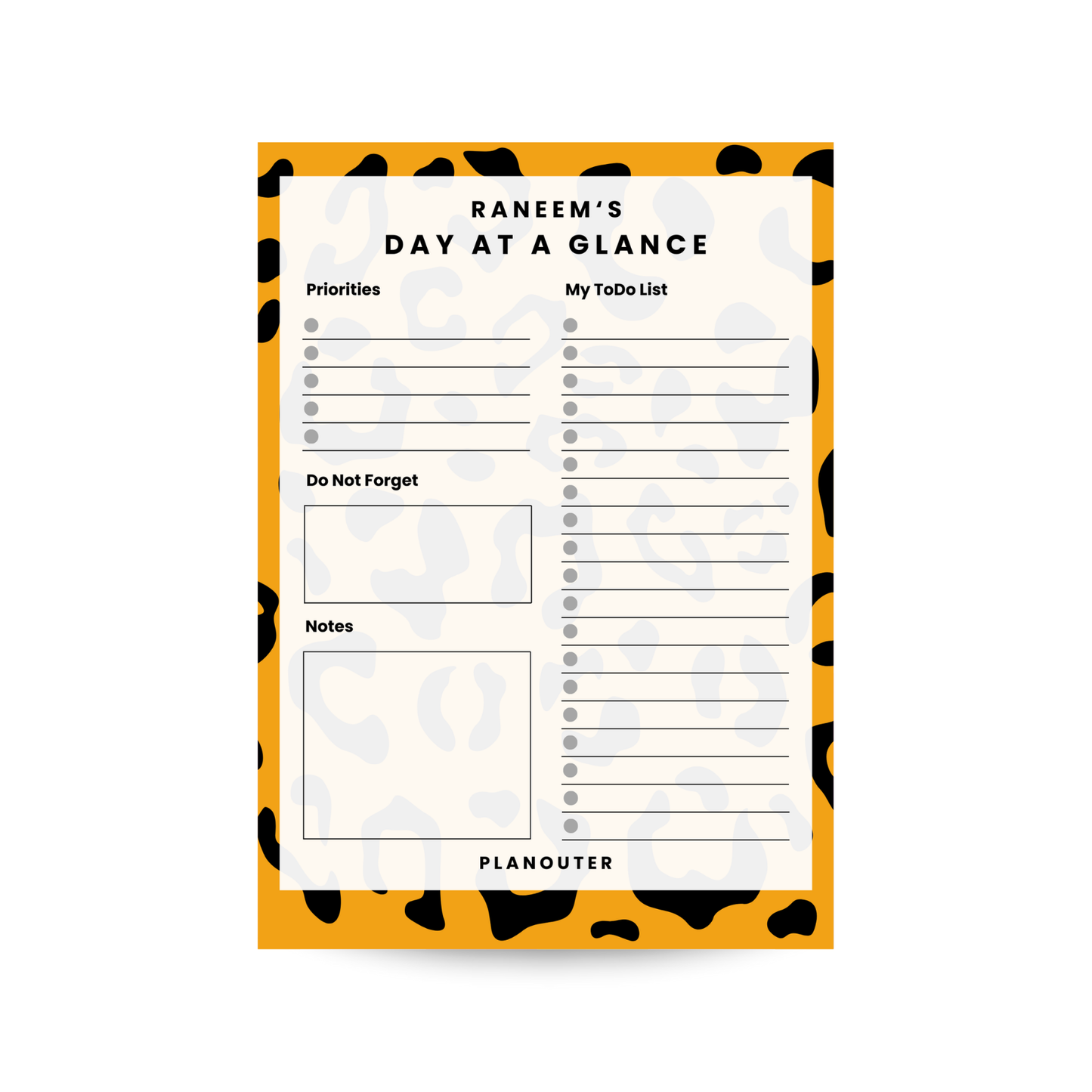 Daily Notepad - Leopard Orange