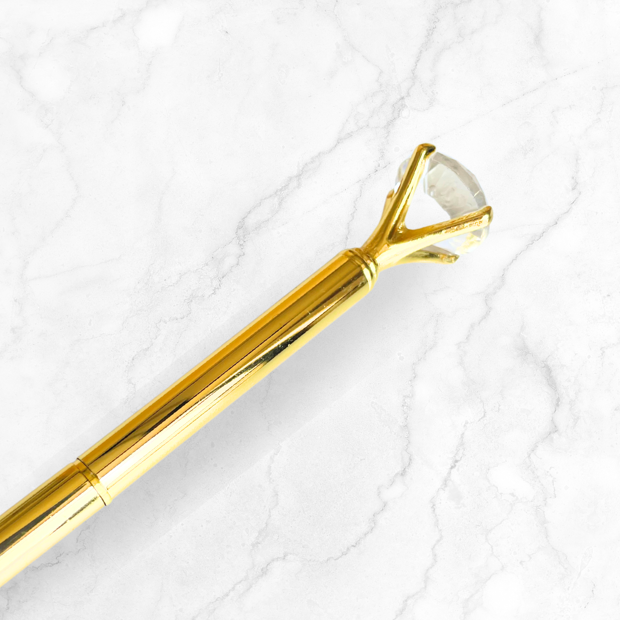 Gold Engraved Diamond Pen - Blue Ink