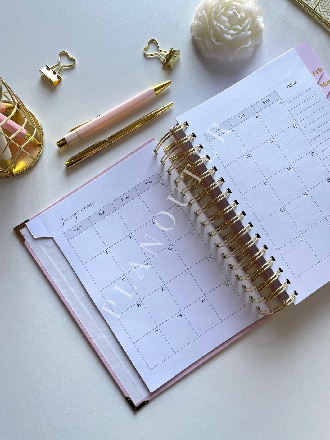 Gold Aqua Hue Marble 2025 Daily Planner