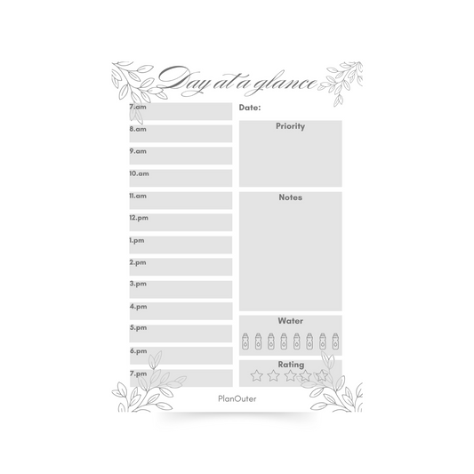 Bridal Day At A Glance Silver Notepad