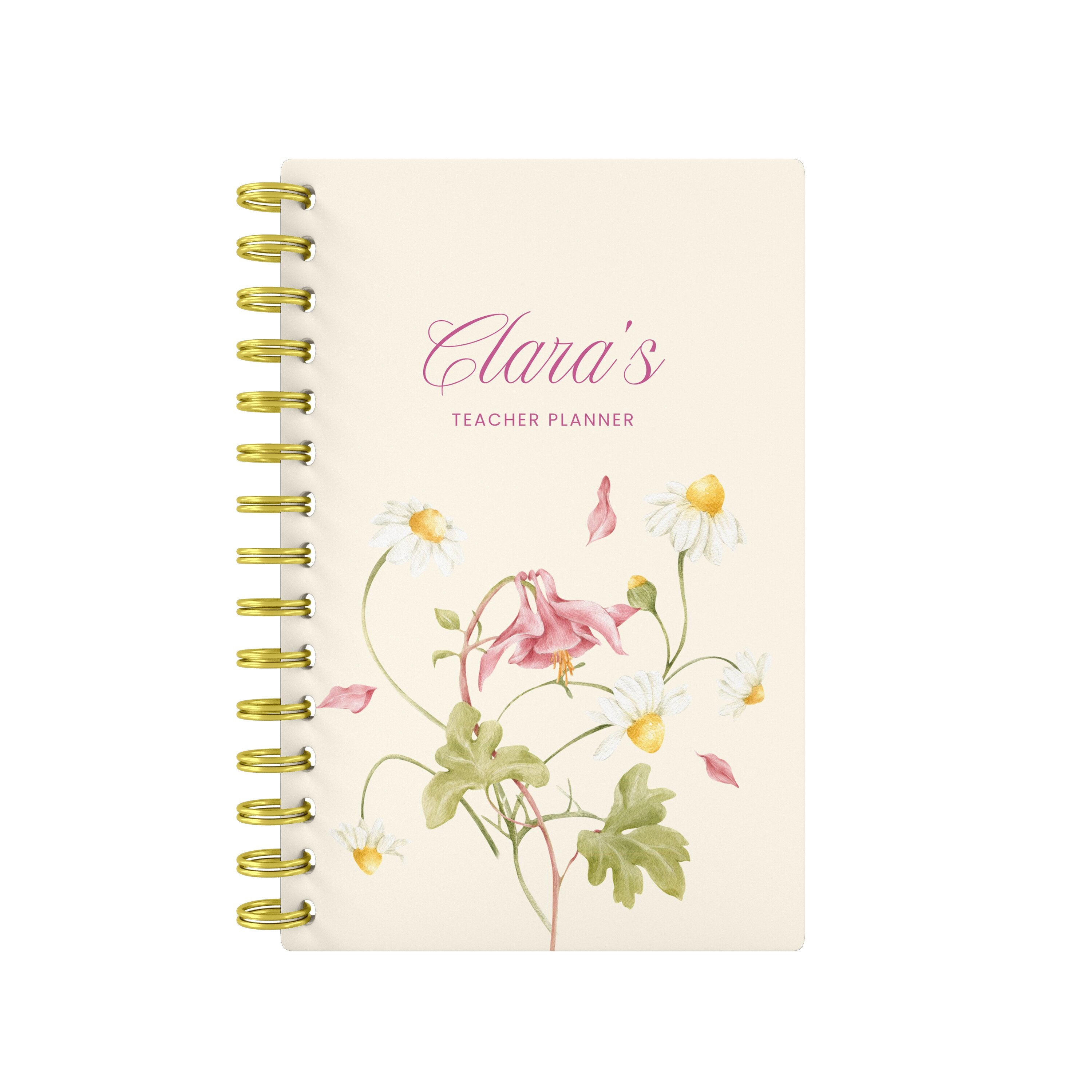 Pink Flower Name - Teacher Planner
