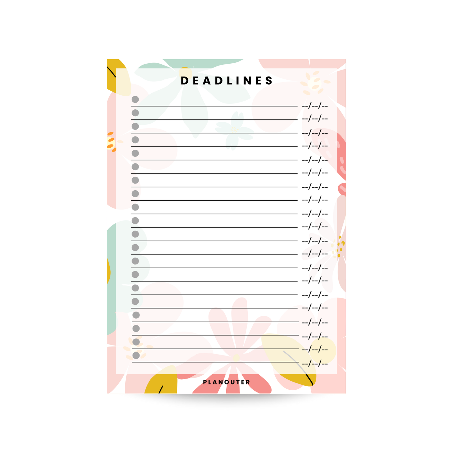 Deadlines Notepad - Spring Bouquet