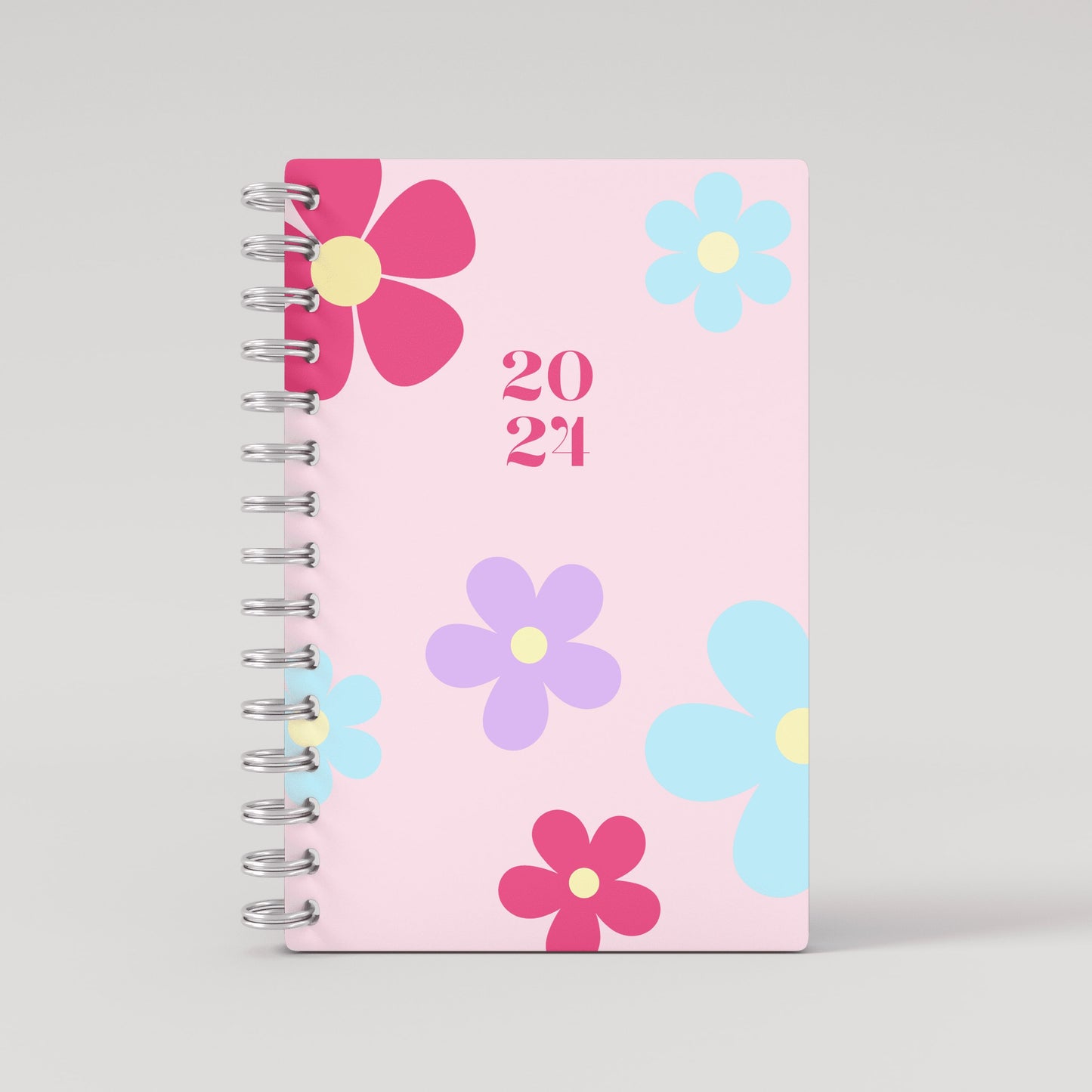 Cute Floral Blue Pink 2024 Daily Planner