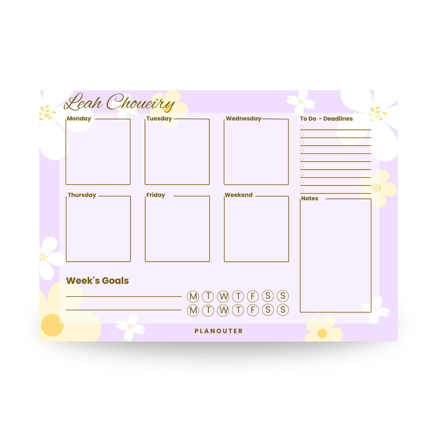 Dreamy Flowers Purple Weekly DeskPad