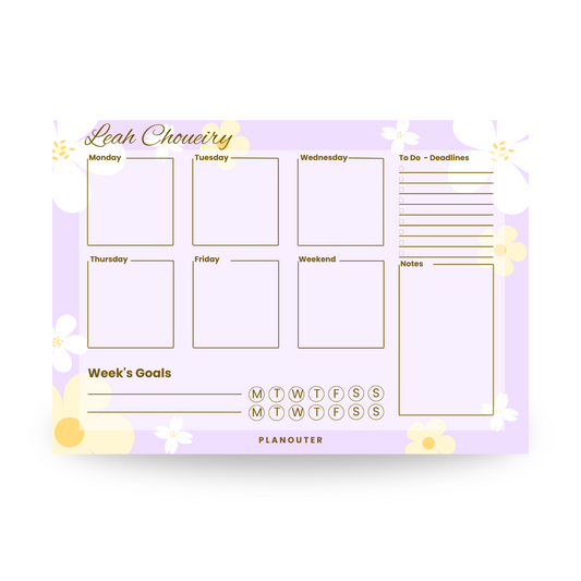 Dreamy Flowers Purple Weekly DeskPad