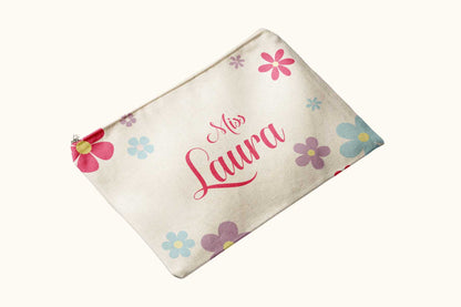 Pastel Flower Purple Pink  Tote Pouch