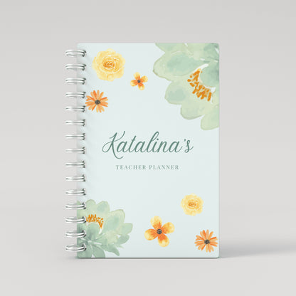 Spring Flowers Green - Teacher Planner