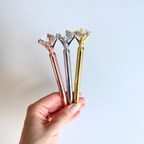 Gold Engraved Diamond Pen - Blue Ink