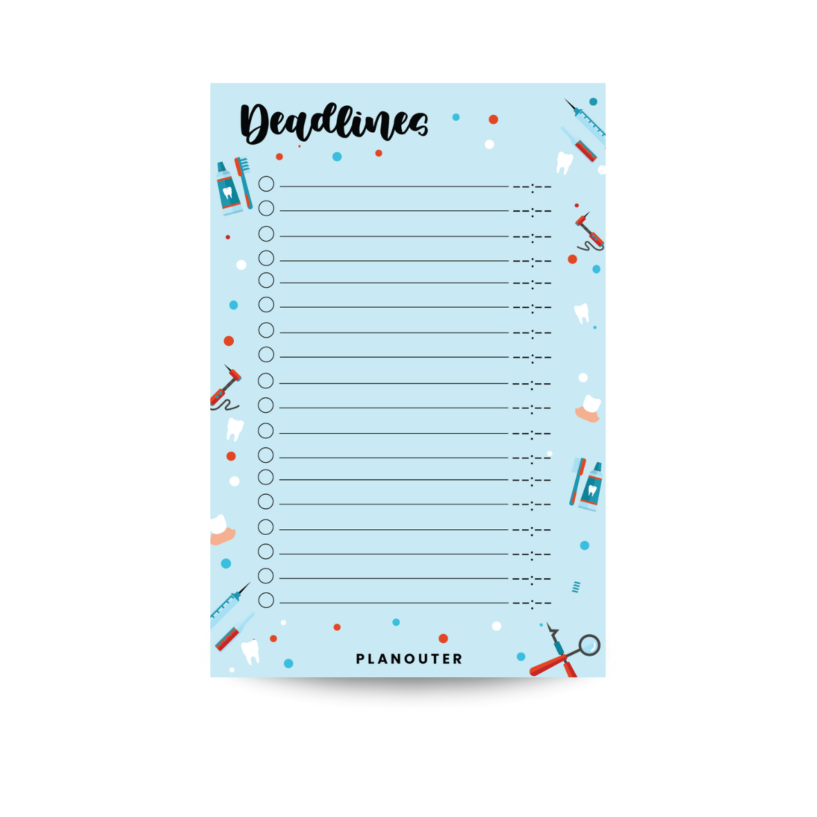 Deadlines Notepad - Dentist Blue